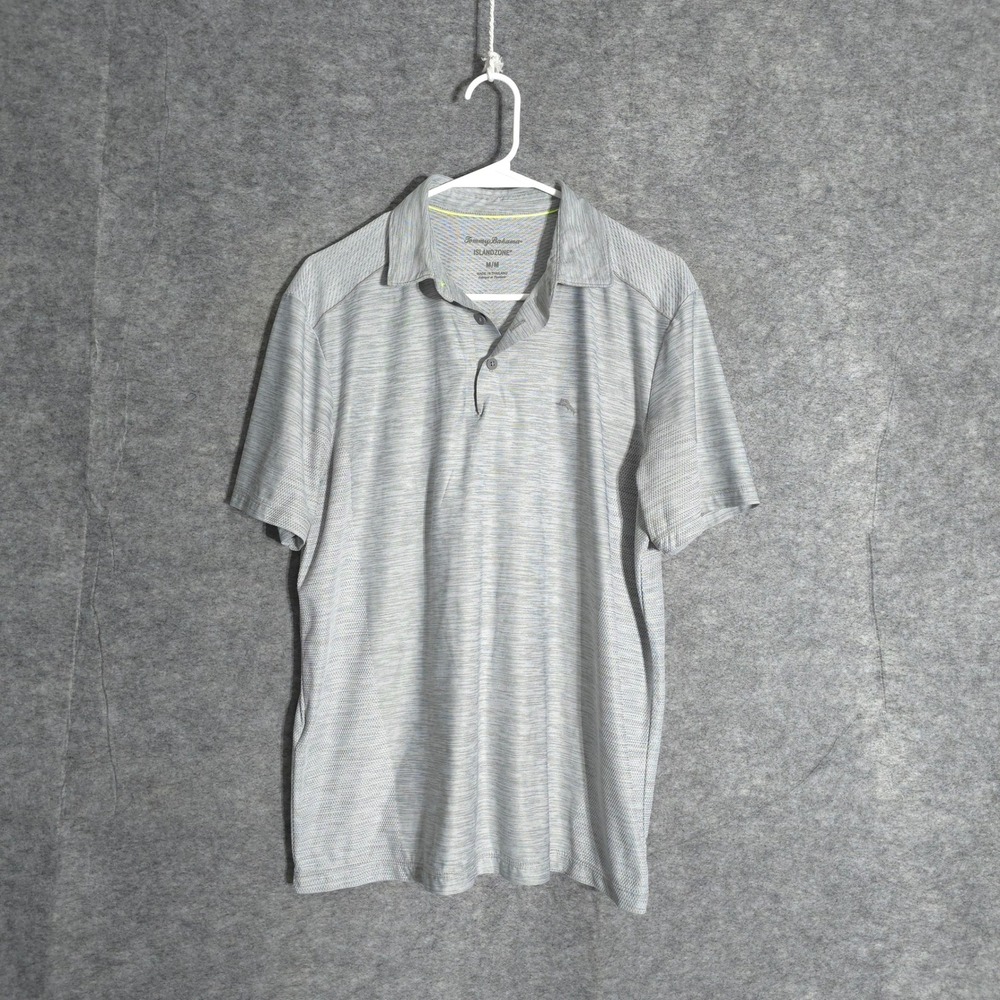 Tommy Bahama IslandZone Polo Mens Medium Grey Space Dye Performance Golf Shirt